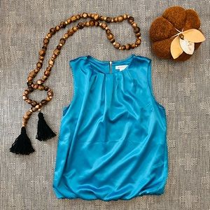 Liz Claiborne Teal Bellowed Waist Sleeveless Blouse/Tank size: Women’s SMALL